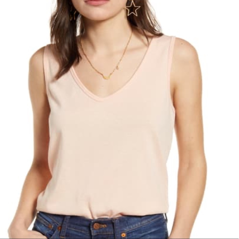 Madewell Tomboy V-Neck Muted Pink Sleeveless